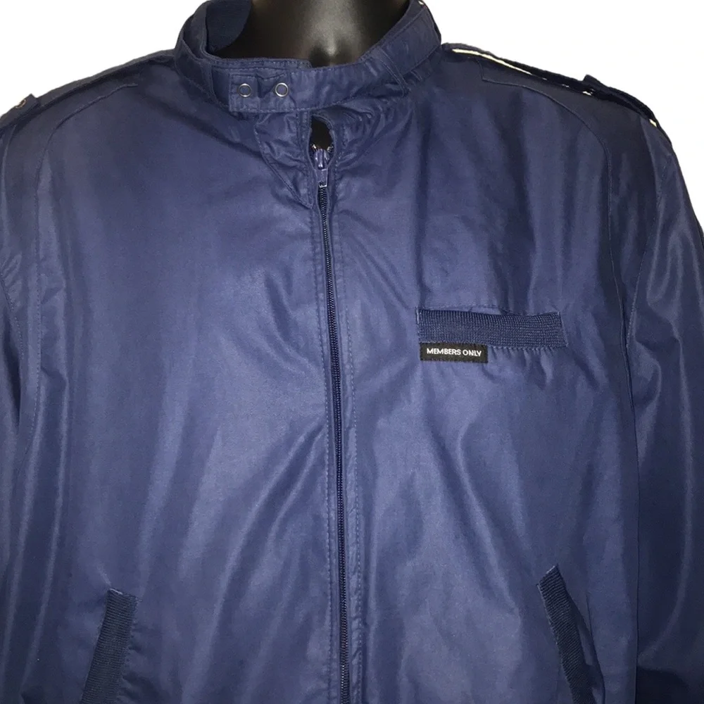 Vintage 80s MEMBERS ONLY Iconic Racer Jacket/Coat~46~Hong Kong~Navy Blue
